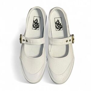 Vans Mary Jane Buckle Canvas Sneakers White Y2K Skater Flat Shoes 9
